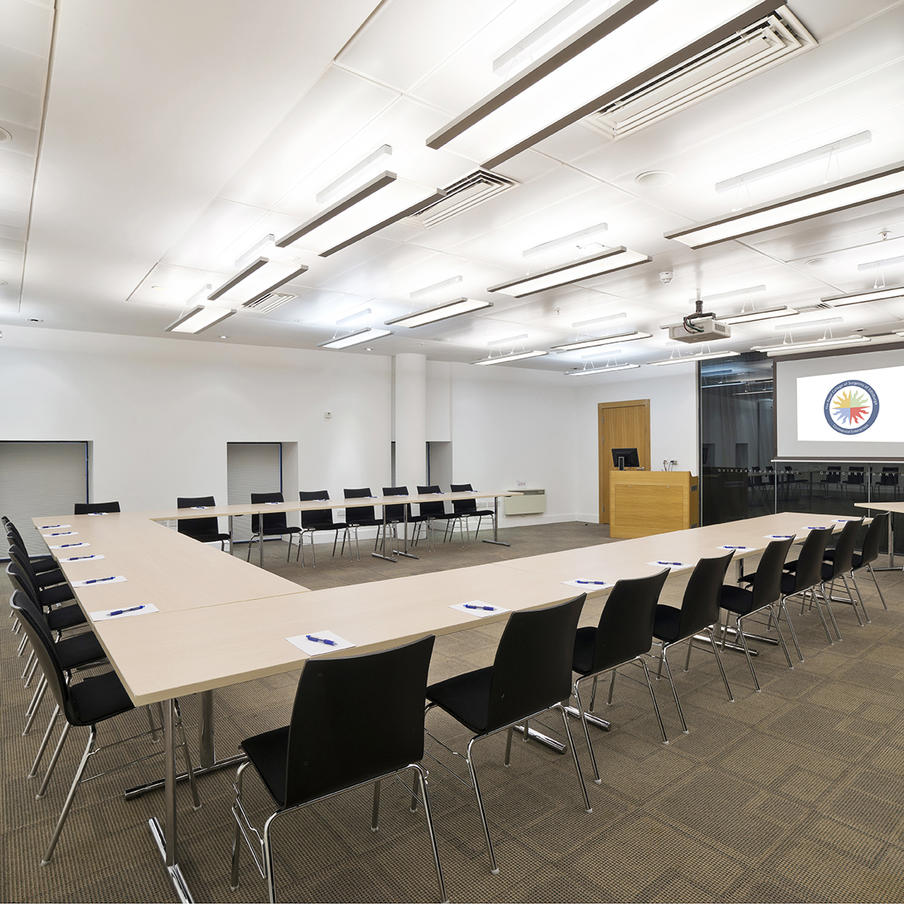 GB Ong Room set up boardroom style with excellent AV and black out facilities.