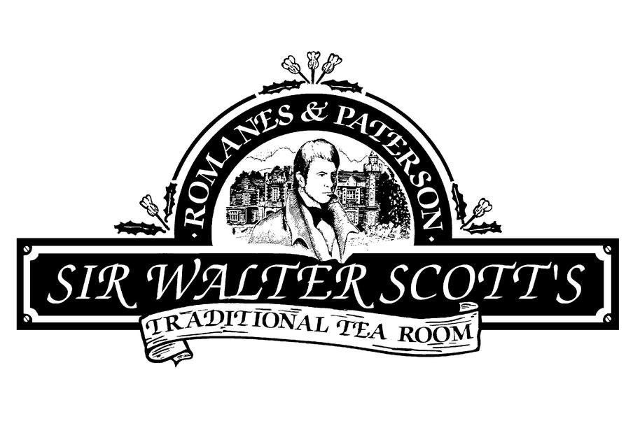 Logo for Sir Walter Scott's Tearoom at Romanes & Paterson.