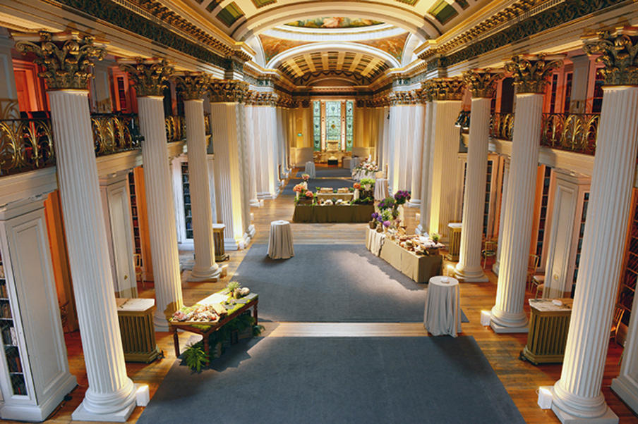 Stylish corporate events at the Signet Library - interactive buffet stations reception 