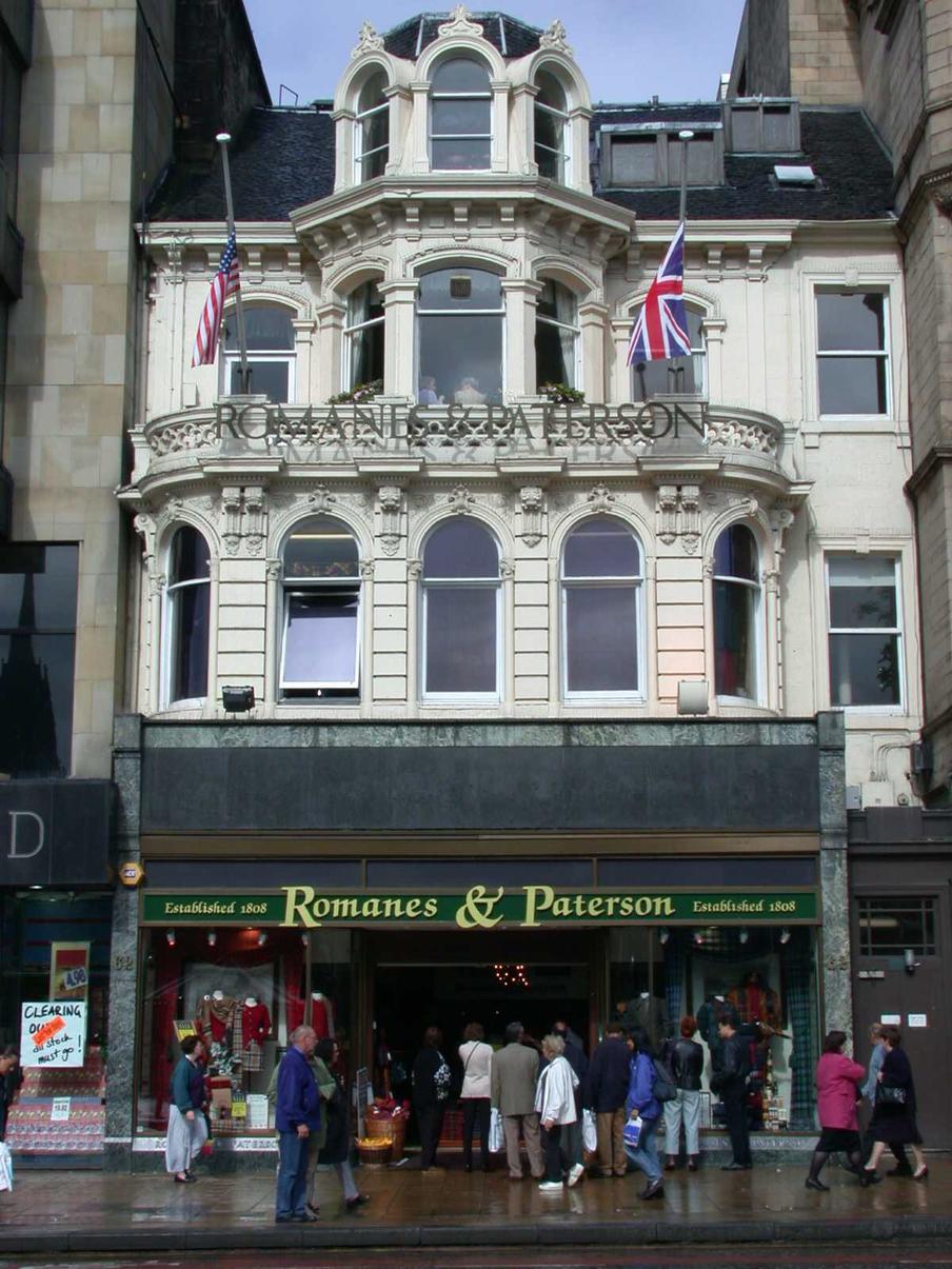 Exterior of Romanes & Paterson on Edinburgh Princes Street.