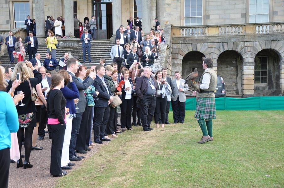 Falconry display for conference delegates  at Gosford House