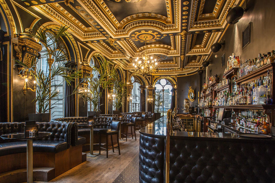 The main bar with impressive period features including fabulous ornate ceilings.