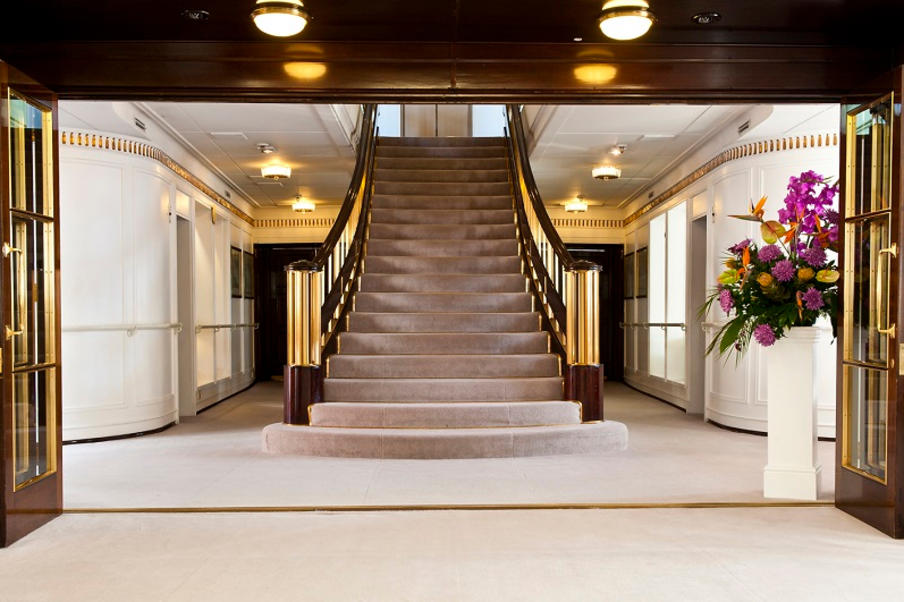 Grand Staircase inside the Royal Yacht Britannia.