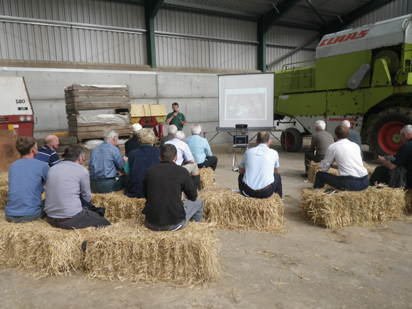 Farmers on their way to a farm Moredun livestock health roadshow