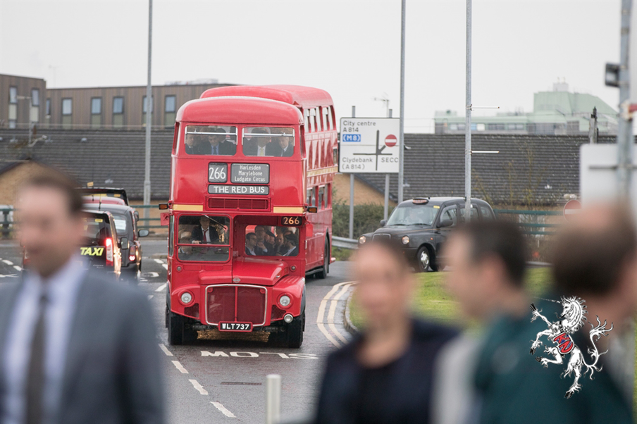 Travelling in a Vintage Routemaster double decker bus, a symbol of Britain, is an attraction of its own. Here 120 VIPs were collected from their HQ hotel and taken to the Gala Dinner, complete with conductor and antique ticket machine. 
