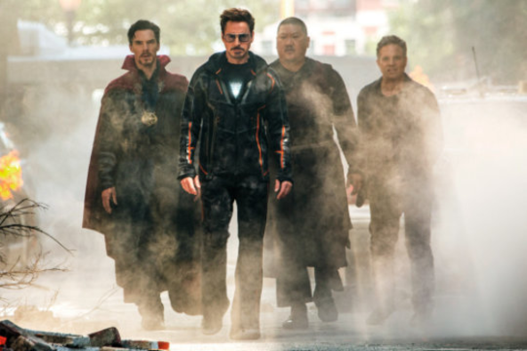 Avengers heroes walking down the street