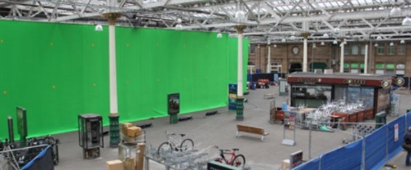 Green screen set up at Waverley Station