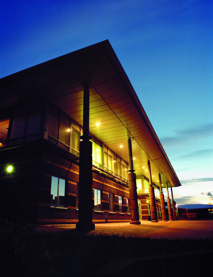 View of the entrance to Edinburgh Business School in the evening