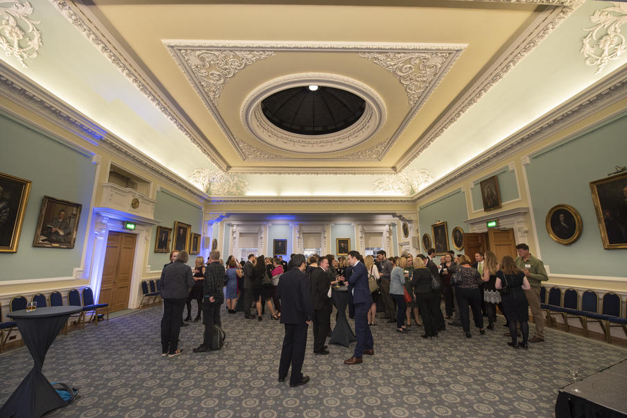 A reception in the 18th century Playfair Hall.