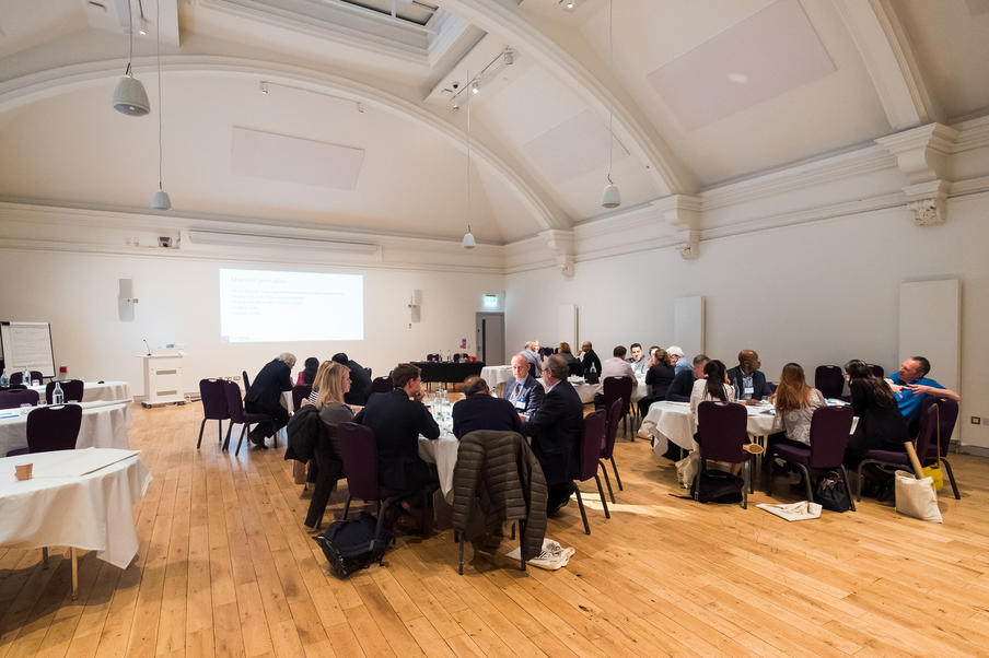 A break out session in the Deacon Suite in the Prince Philip Building.