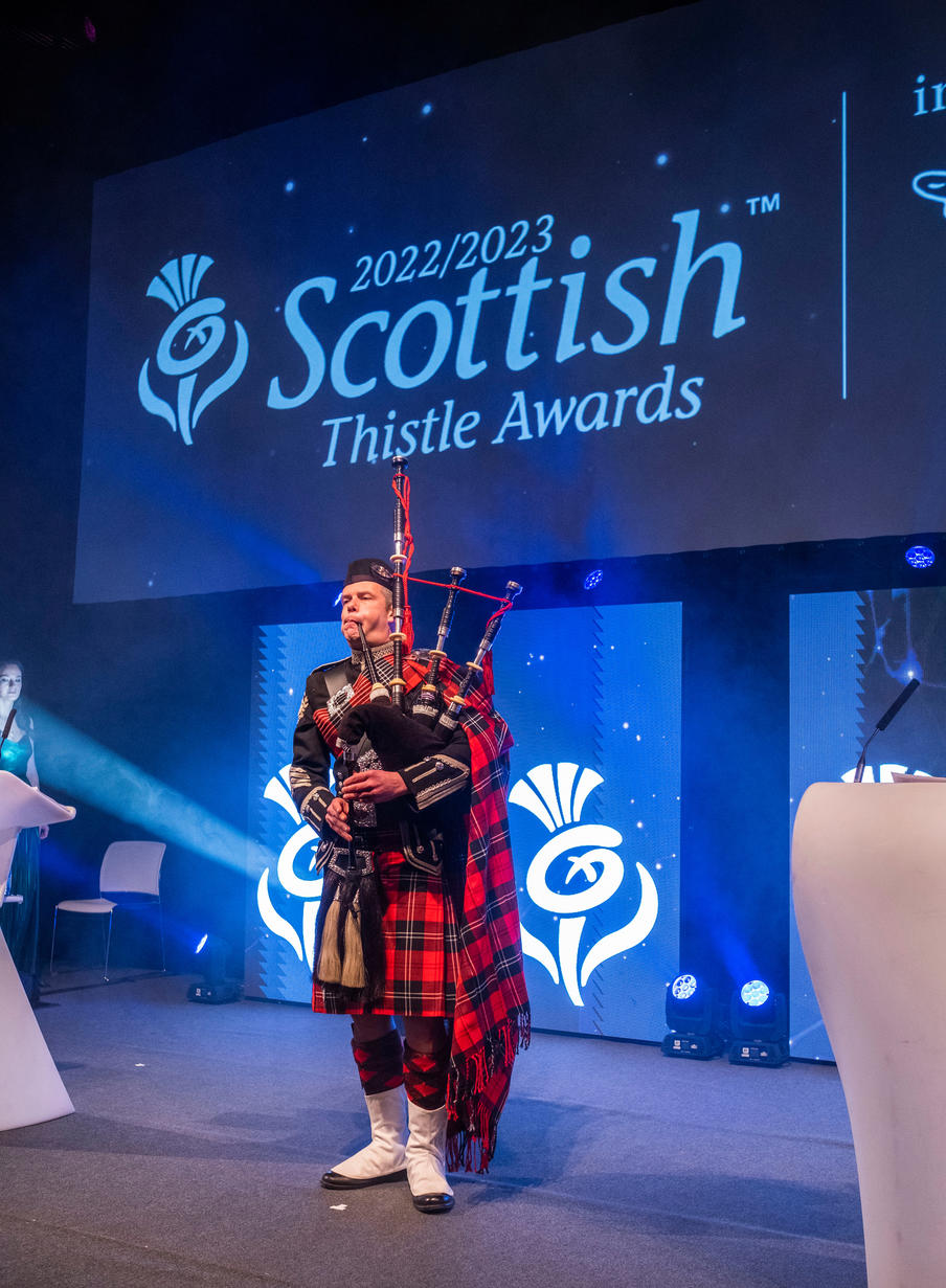 Thistle Awards EICC Visit Scotland roddythepiper