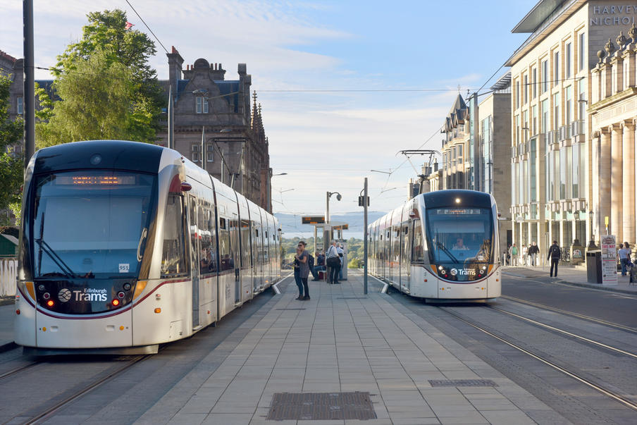 Two Trams at Saint Andrew Square